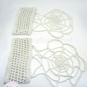 Mittens spider web in white and silver crochet cotton image 6