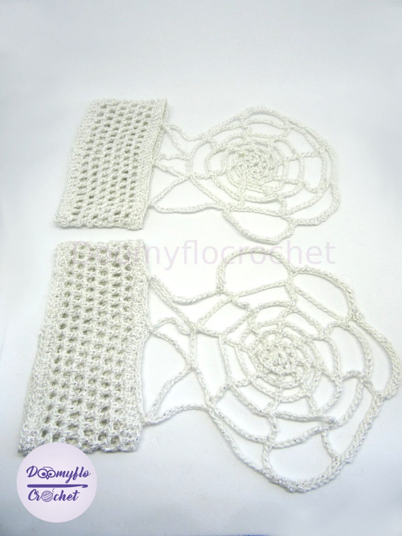 Mittens spider web in white and silver crochet cotton image 6