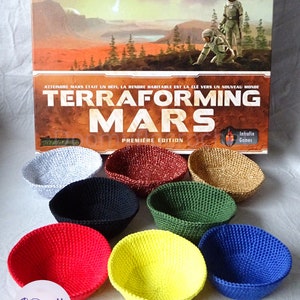 Terraforming Mars bols rangement jeu société en coton au crochet image 1