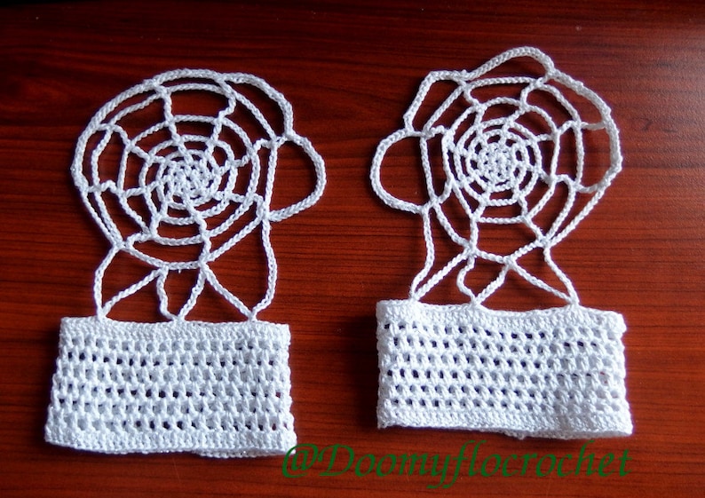 Mittens spider web in white and silver crochet cotton image 10