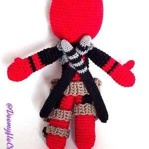 Deadpool amigurumi cotton crochet doll superheros red and black figurine textile comics usa image 4