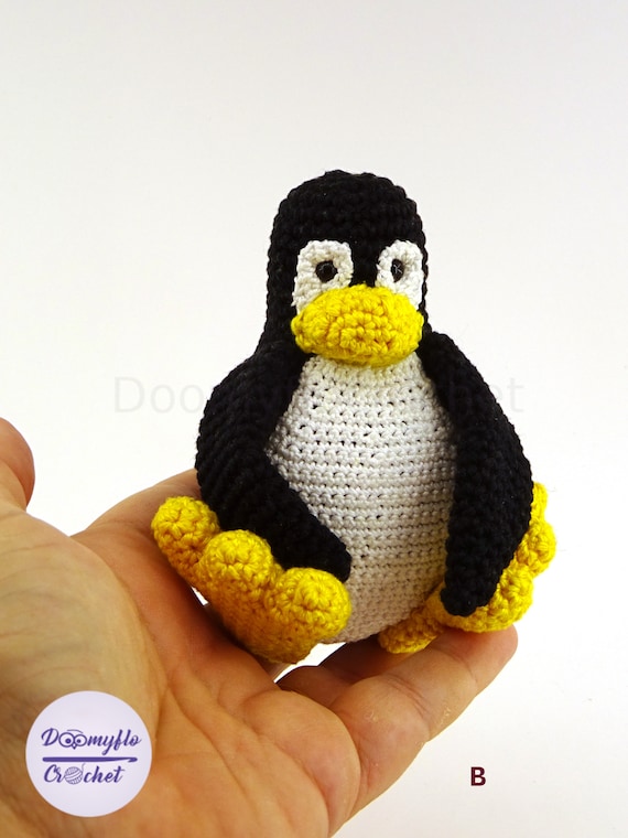 TUX LINUX かぎ針編みコットン製の大小ペンギンのぬいぐるみ - Etsy 日本