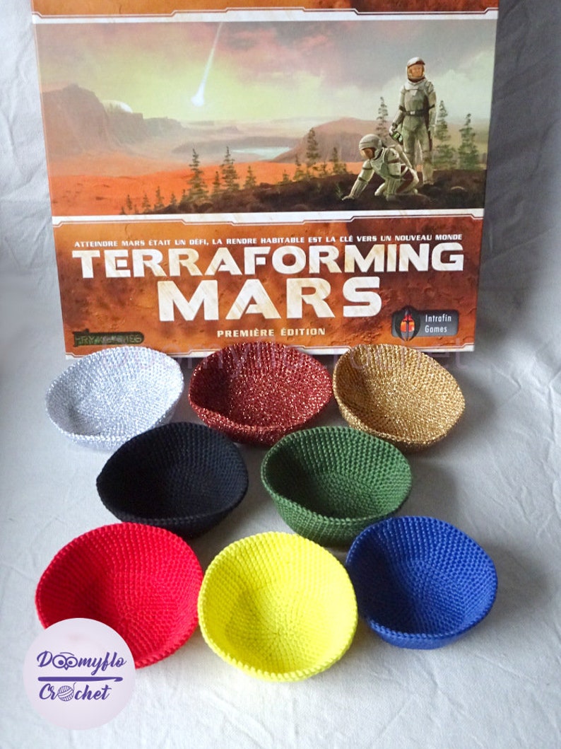 Terraforming Mars bols rangement jeu société en coton au crochet image 2