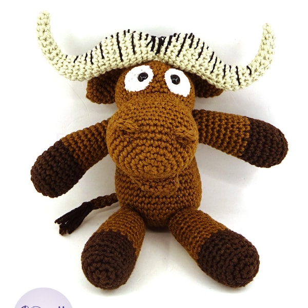 Gnou mascotte GNU Linux Amigurumi en coton et au crochet