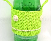Cozy cup Mascotte Android en coton vert au crochet