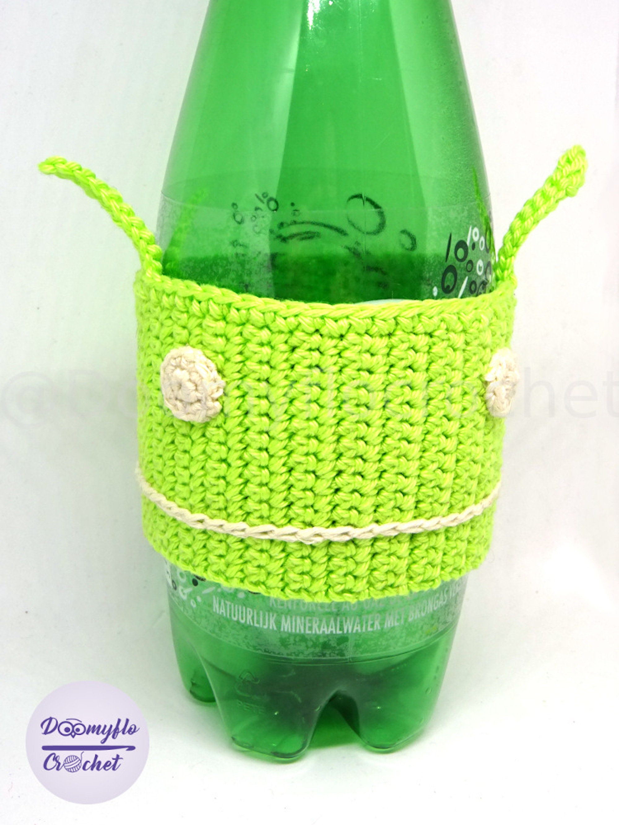 Cozy Cup Mascotte Android en Coton Vert Au Crochet