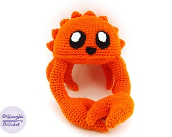 Mascota Ferris de cangrejo naranja de peluche Rust tejido a ganchillo en algodón