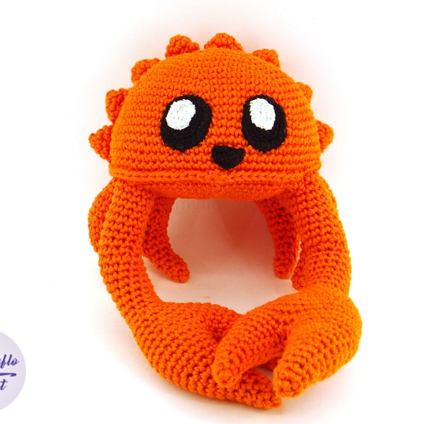 Peluche Crabe orange Ferris mascotte Rust au crochet en coton