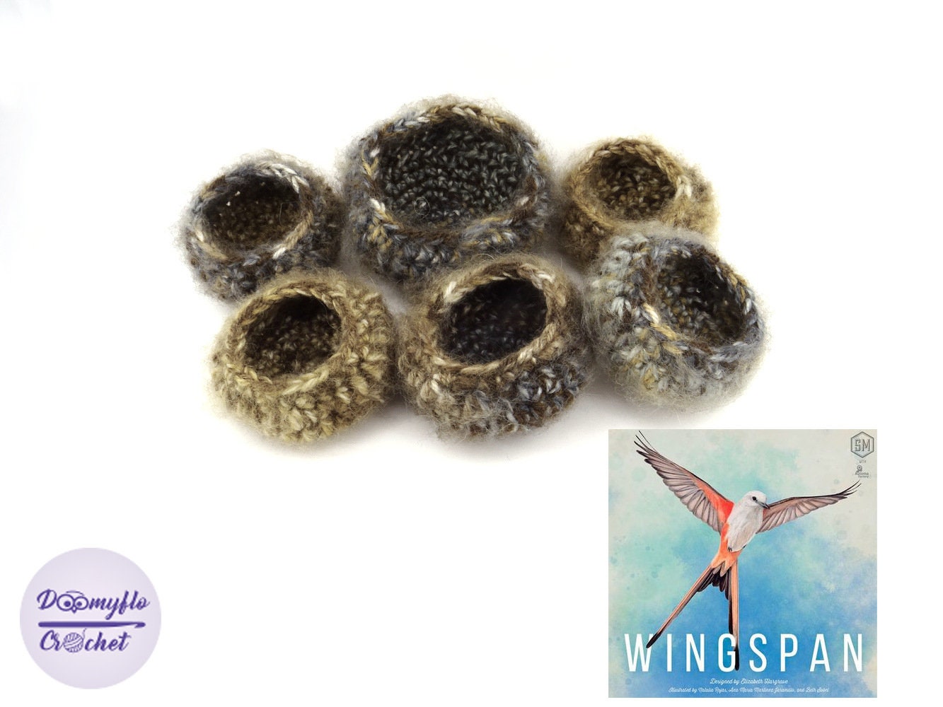 Wingspan Lot de Nids d'oiseaux Bols Rangement Jetons Pour Jeux Société Au Crochet