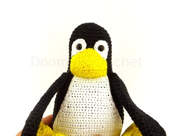 TUX LINUX かぎ針編みコットン製の大小ペンギンのぬいぐるみ - Etsy 日本