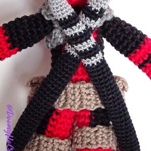 Deadpool amigurumi cotton crochet doll superheros red and black figurine textile comics usa image 5