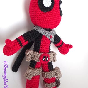 Deadpool amigurumi cotton crochet doll superheros red and black figurine textile comics usa image 2