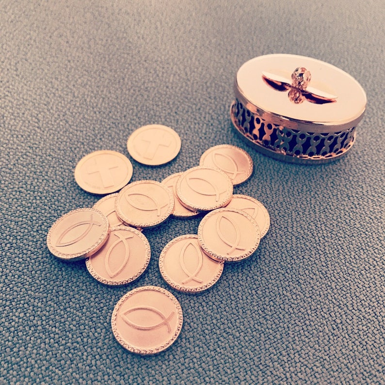 14K Laminate White Gold Wedding Coins Made to Order Etsy