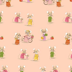 Country Mouse by Heather Ross Favorites Windham Fabrics Quilt Cotton Pink Mice 50897D-2