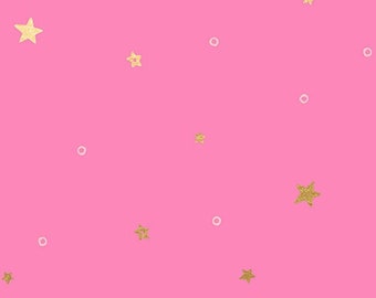 Ruby Star Society Birthday Tiny Stars in Lipstick Metallic by Sarah Watts Pink Quilt Fabric Stars Moda Fabrics Cotton