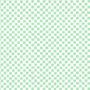 May include: A repeating pattern of small, hand-drawn squares in a soft mint green color alternating with white squares. The grid layout creates a consistent checkerboard effect across the entire surface, featuring slightly irregular edges.