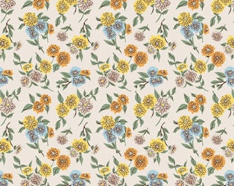 Sweet Dreams Floral by Sharon Holland Art Gallery Fabrics Flower Heirloom Collection Quilt Modern Retro Spring Flowers Orange Yellow Green