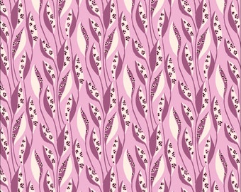 Bountiful Floral Fabric by Juliana Tipton Cloud 9 Fabrics Organic Cotton Orange Pink Purple Vine Leaf Fabric - 227466