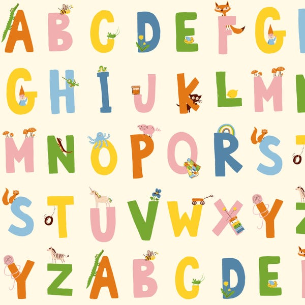 Alphabet by Heather Ross Favorites Windham Fabrics Quilt Cotton School 43481D-3