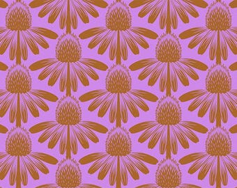 Anna Maria Indelible Taffy Coneflower Floral for Northcott Fabrics Lavender Brown Botanical Quilt Textiles