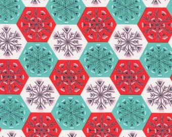 Patchwork Snowflakes by Helen Bowler Cloud 9 Fabrics Winter Wonderland Organic Cotton Christmas Fabric - 227196