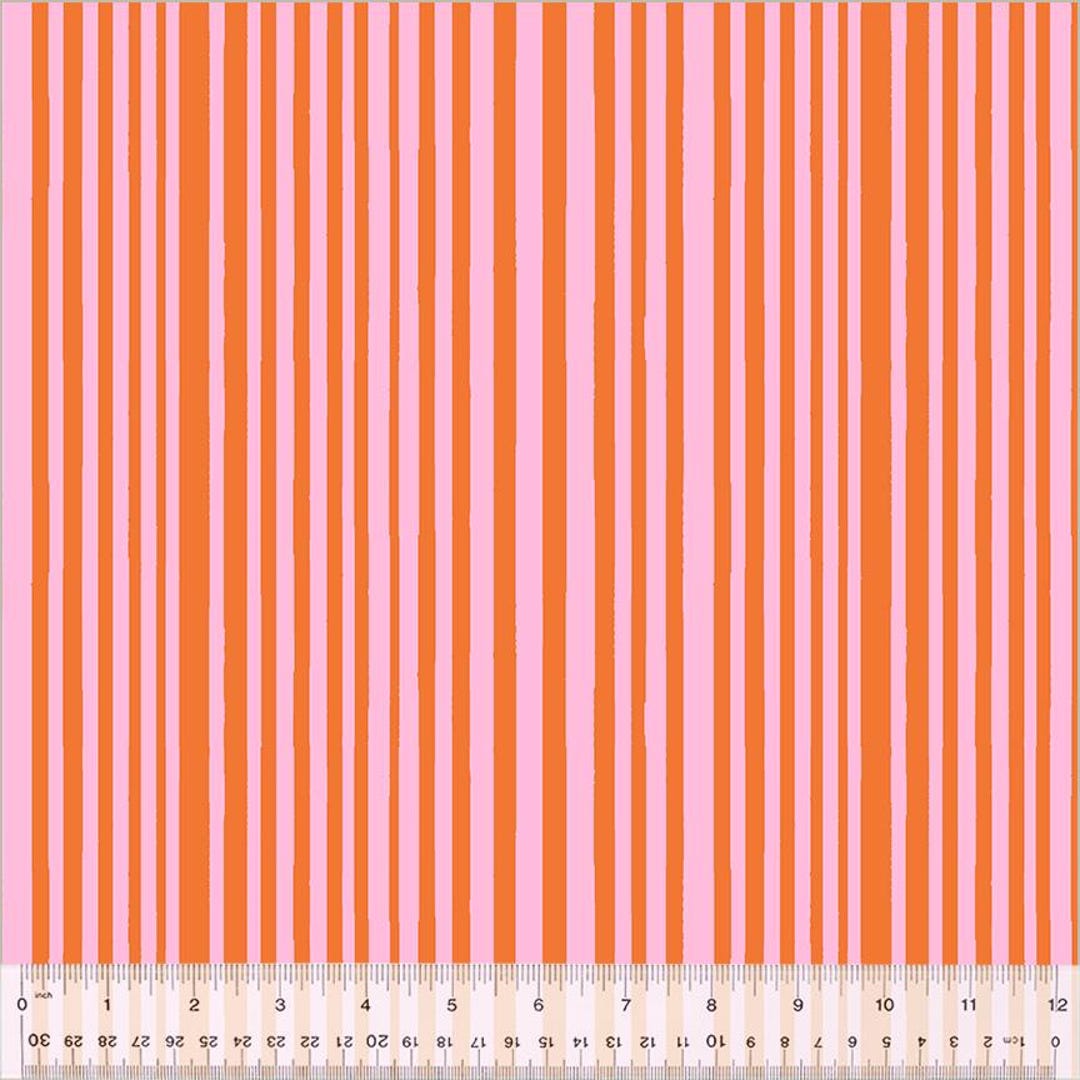 Mini Stripe Pink Orange Fabric Annabel Wrigley for Windham Fabrics