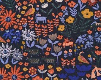 Folklore Prairie Furrow by Leah Duncan Cloud 9 Fabrics Organic Cotton Floral Garden - 227245