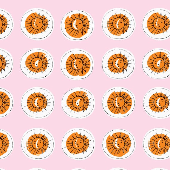 Summer Sun Pink Fabric, Vera Neumann Design, Organic Cotton