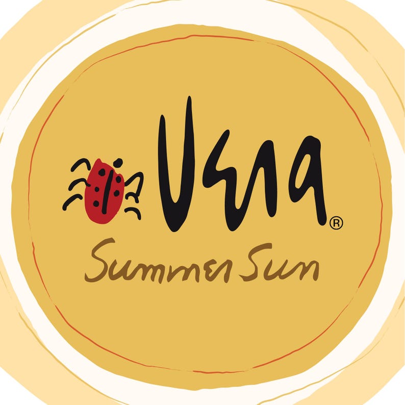 May include: A circular logo with a yellow background and a red ladybug illustration. The logo features the word "Vena" in black script and the words "Summer Sun" in brown script.