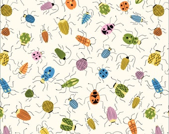 Little Creatures Insect Fabric by Di Ujdi Through the Window Cloud 9 Fabrics Organic Cotton Colorful Rainbow Bugs Fabric - 227379