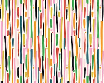 Grassland Fabric by Kate Lower Savanna Dreams Cloud 9 Fabrics Organic Cotton Colorful Rainbow Abstract Geometric Stripe Fabric - 227451