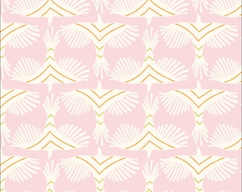 Soar Pink Bird Fabric by Kate Lower Savanna Dreams Cloud 9 Fabrics Organic Cotton Light Pink Quilt Fabric - 227453