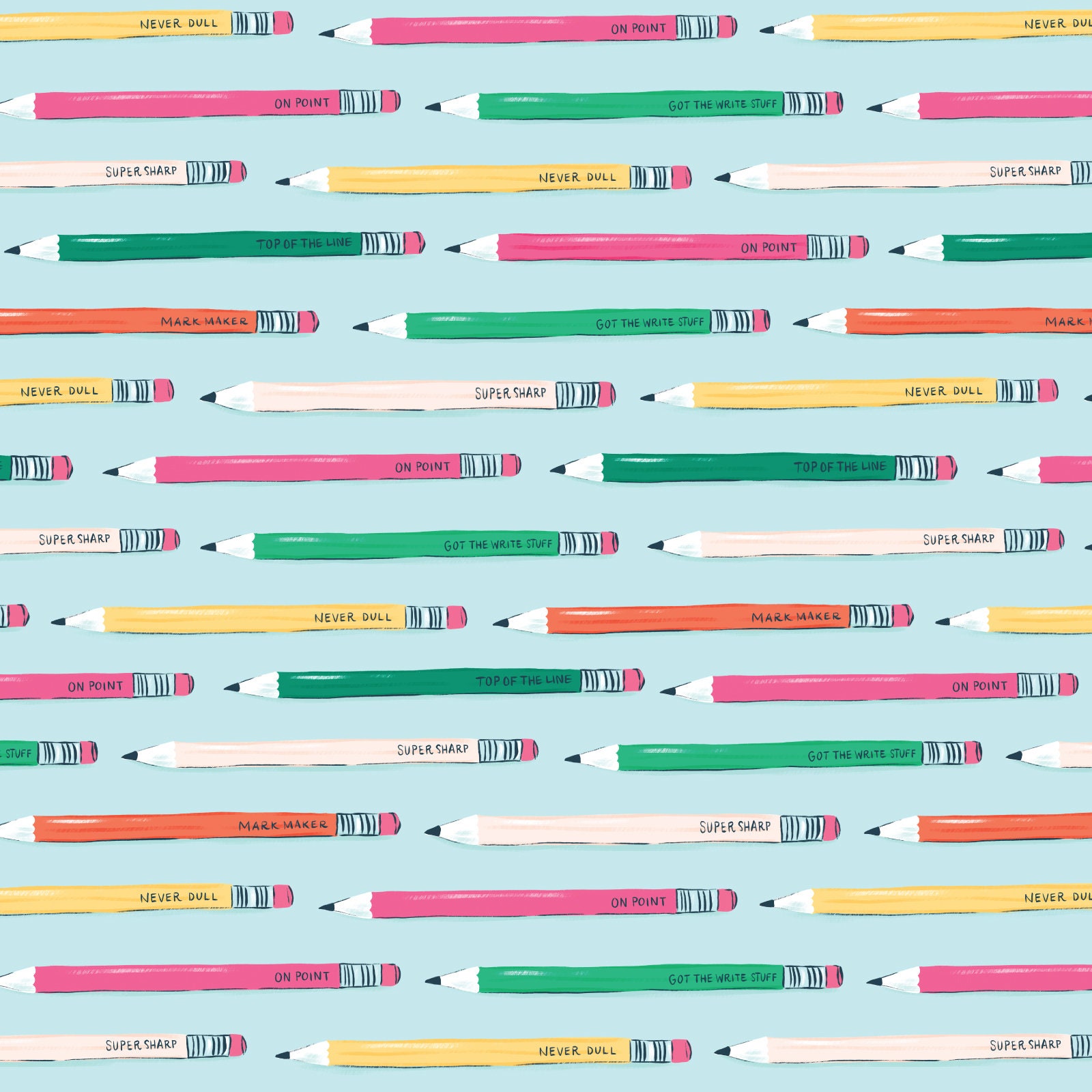 Punny Pencils - Teacher's Pet - Krissy Mast - Cloud 9 Fabrics - Poplin Punny Pencils - Teacher's Pet - Krissy Mast - Cloud 9 Fabrics - Poplin