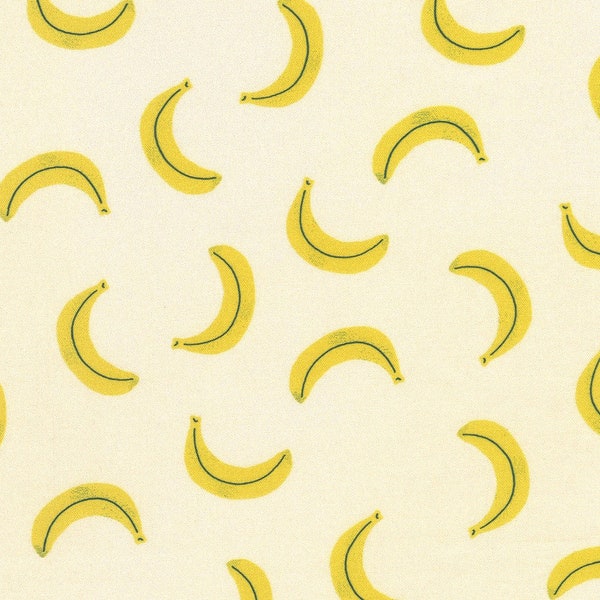 Fruit Cup Bananas by Michelle Kliman for Robert Kaufman Yellow Banana Colorful Fruit Fabric Modern Food Kitsch Kitchen Quilt