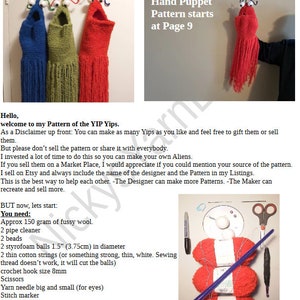 Könnte beinhalten: Ein Häkelmuster für die Herstellung einer weichen Alien-Handpuppe. Das Muster enthält Anweisungen für die Herstellung einer Aufbewahrungsversion des Aliens. Das Bild zeigt das fertige Produkt, eine rote Alien-Puppe, und die benötigten Materialien, darunter Garn, Pfeifenreiniger, Perlen und Styroporkugeln.