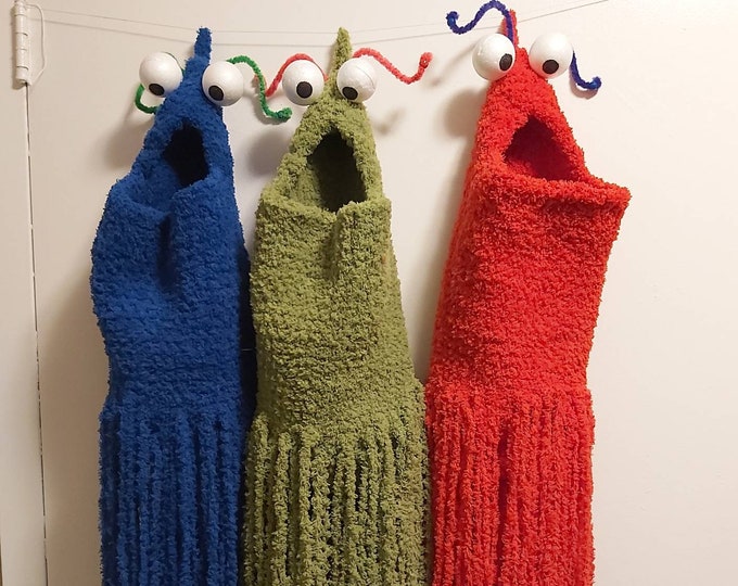 Soft crochet  monster for storage. Alien yip yip,