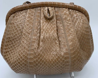 Vintage Reptile Purse Snake Skin Brown Ande Handbag Retro Vintage Clutch Handbag Evening Bag