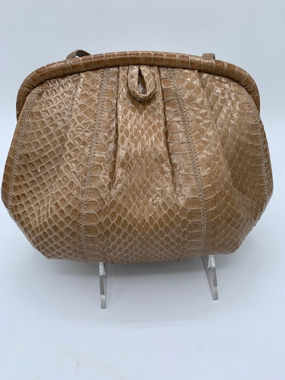 Vintage Reptile Purse Snake Skin Brown Ande Handb… - image 1