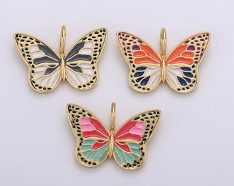 20 PCS Butterfly Pendant Charms Colorful Butterfly Charm Acrylic Butterfly Pendant for Jewelry Making Necklace Bracelet Earring 10 Colors