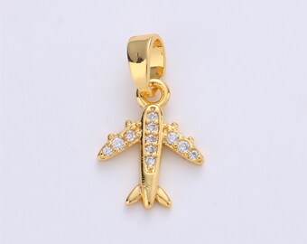 K/&C 14k Yellow Gold 3-D Airplane Charm