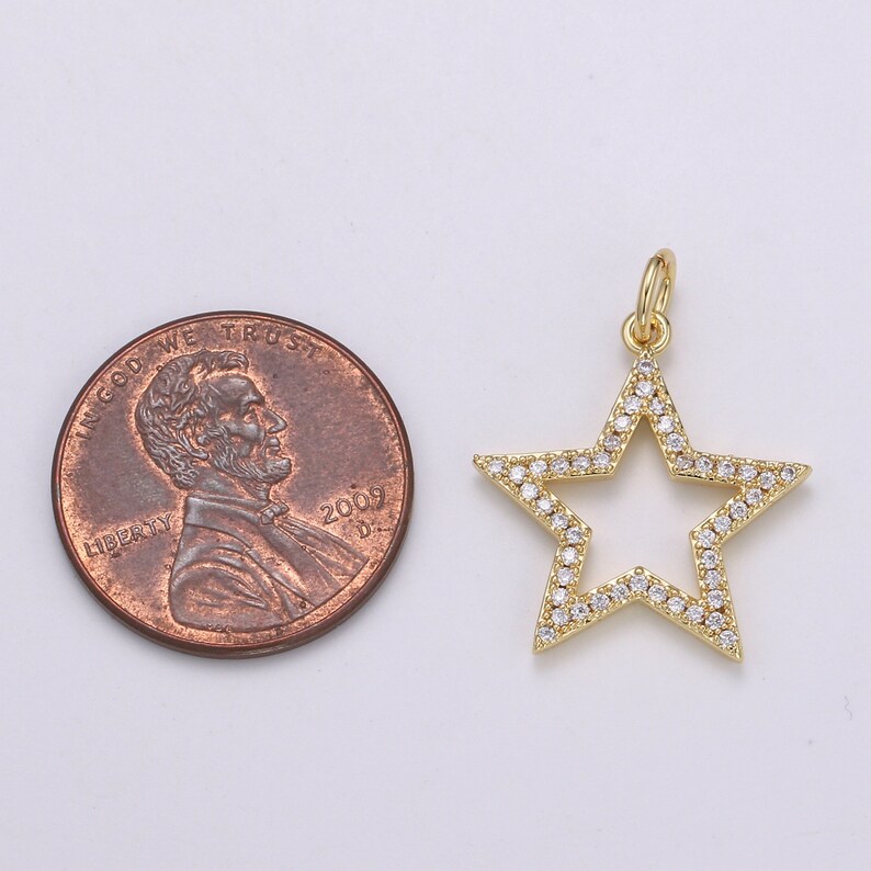 24K Gold Filled Dainty Star Charm with Micro Pave Cubic Zirconia CZ Stone for Celestial Necklace or Bracelet