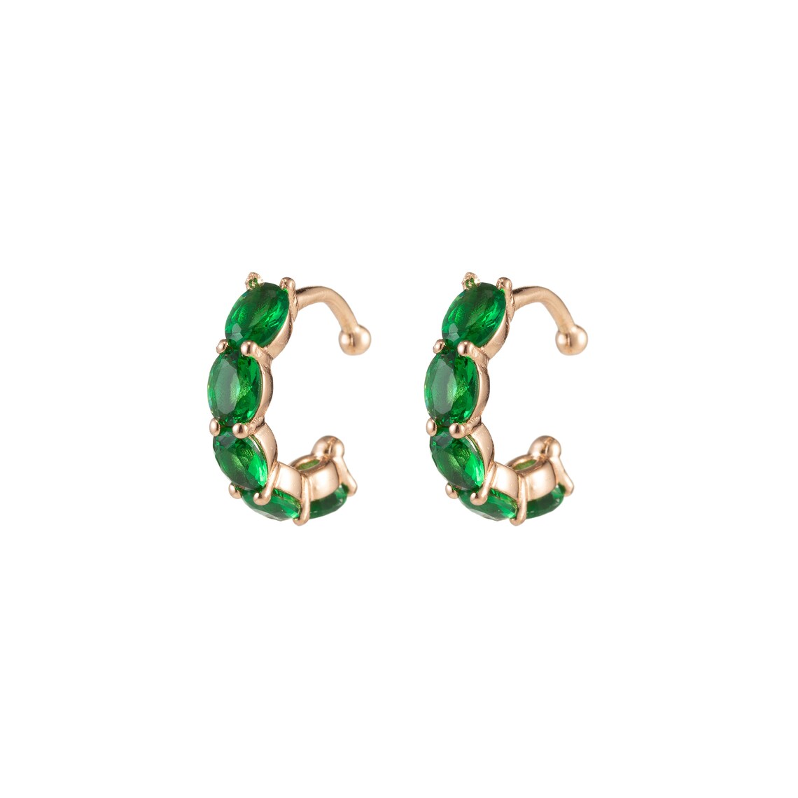 1x Ear cuff no piercing Gold Green Emerald ear cuff cz Etsy