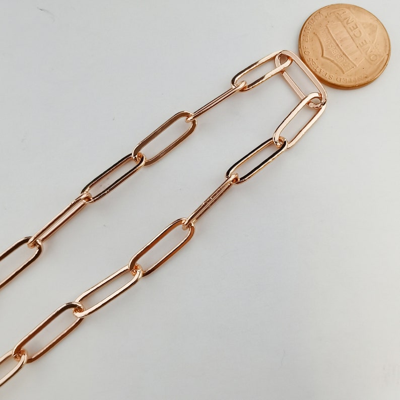 15X5mm Paperclip Chain Necklace Rose Gold Filled Long Oval Etsy