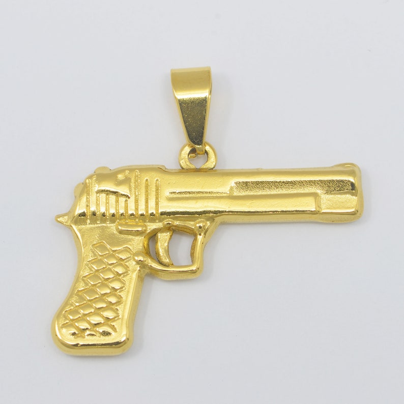24k Gold Filled Desert Eagle Pistol Charm Silver Gun Pendant Etsy