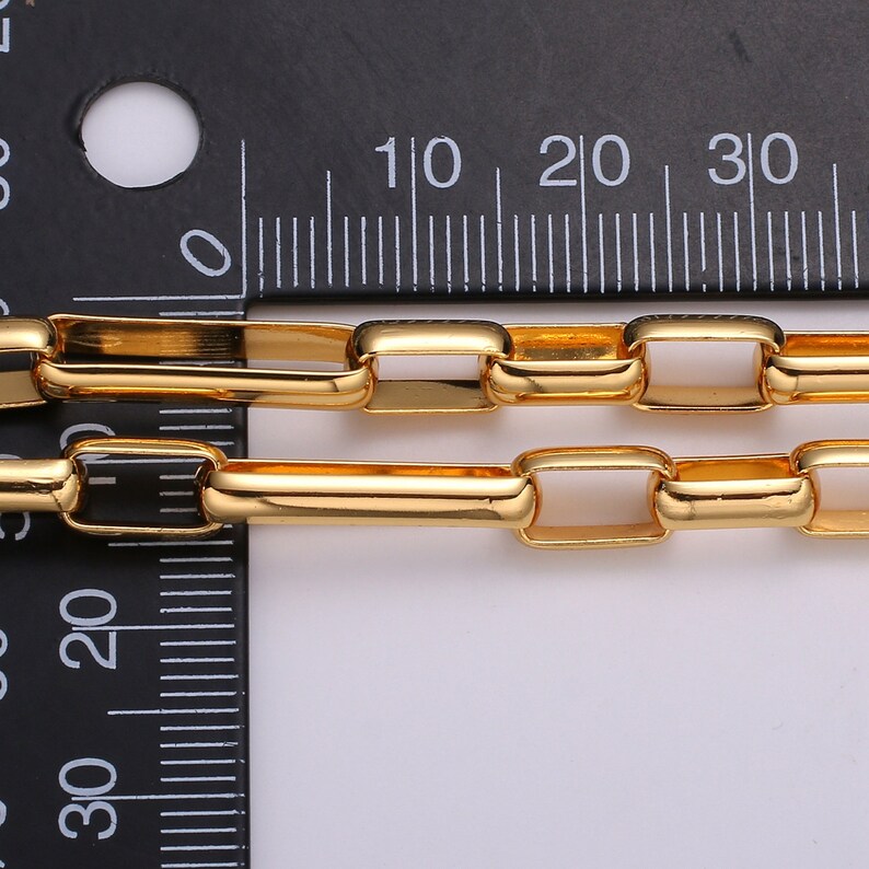 Chunky Chain 18K Gold Plated Paperclip Chain by Yard Roll Chain for Necklace Bracelet Jewelry Making #421 Link Cable Elongated Chain