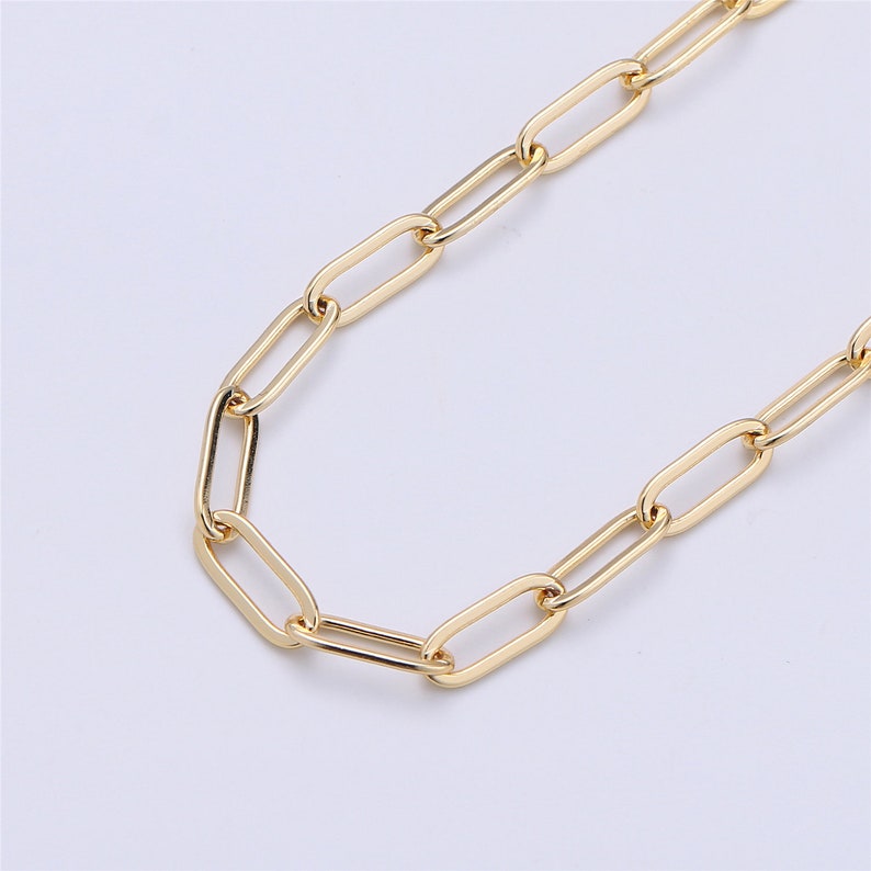 Paperclip Chain Necklace 14k Gold Plated Long Oval Rectangle Etsy