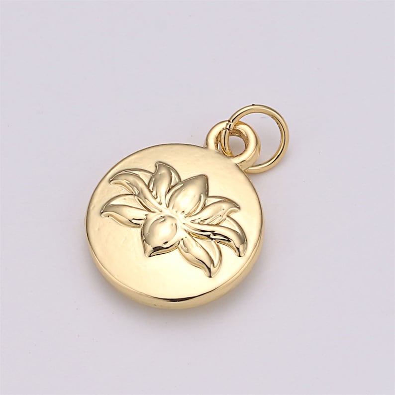 18k Gold Filled Lotus Charm Gold Lotus Pendant Dainty Lotus Etsy