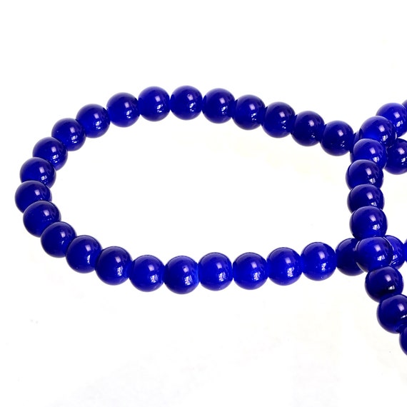 80J STRAND SMOOTH GLOSSY~8mm~FUCHSIA PINK ROUND GLASS BEADS~Bracelet~Necklace