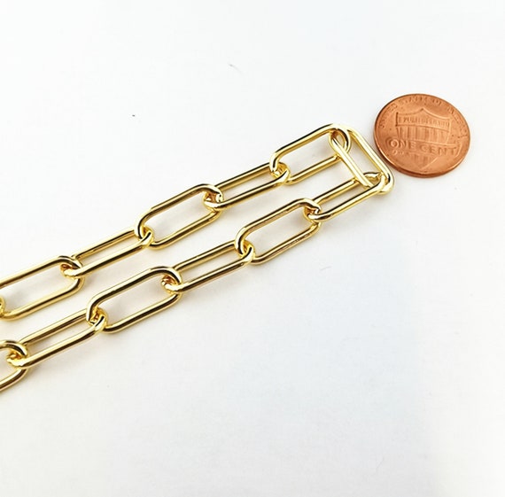 Chunky Paper Clip Brass Chain Necklace