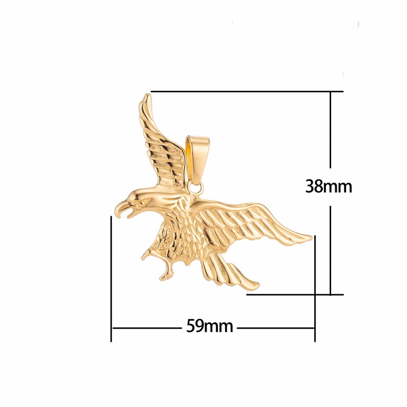 24K Gold Filled Stainless Steel Silver Eagle Charm Pendant w Bails Findings for Earring Necklace Jewelry Making Supplies
